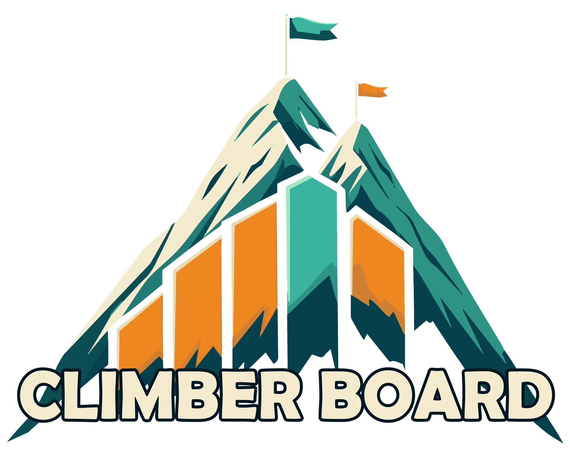 Climber Board — two summits with a performance bar chart climbing the mountain